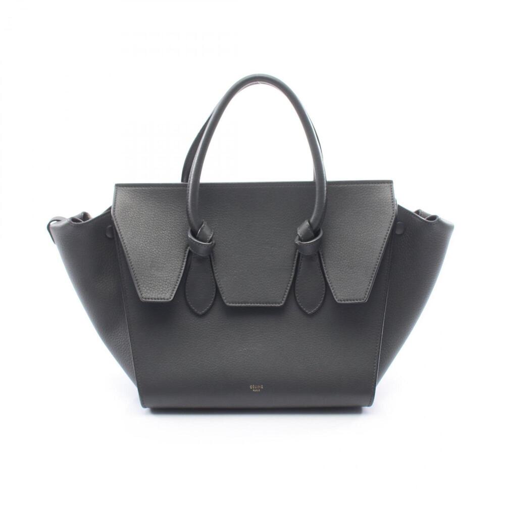 Celine CELINE Tie Bag Tote Handbag Leather Women's Gray